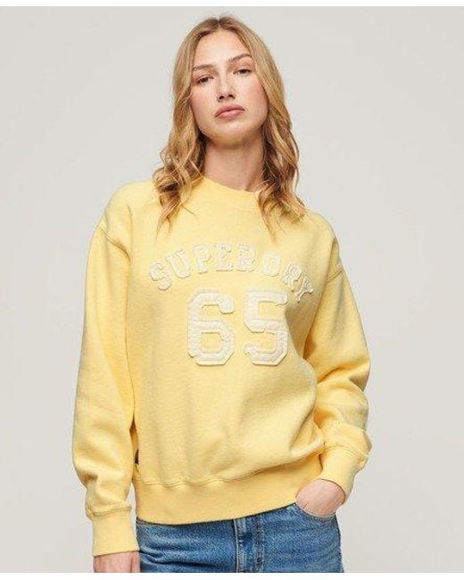 Superdry Athletic Sweatshirt Met Appliqué En Losse Pasvorm in het Yellow