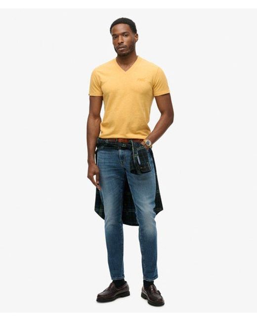 Superdry Blue & Co Slim Fit Organic Cotton Essential Logo V Neck T-shirt for men