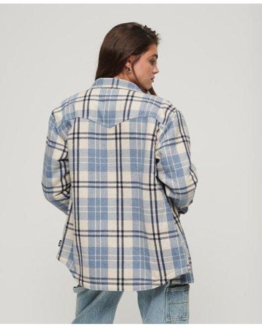 Superdry Blue Borg Flannel Check Overshirt