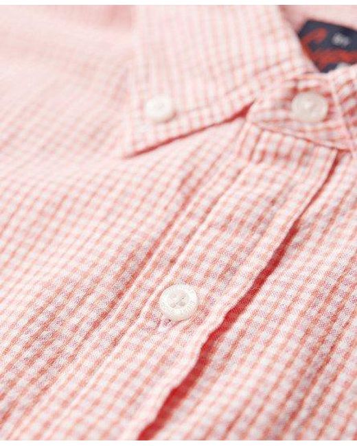 Superdry Pink Seersucker Short Sleeve Shirt for men