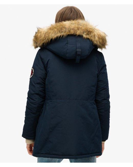 Superdry Blue & Co Everest Faux Fur Hooded Parka Coat