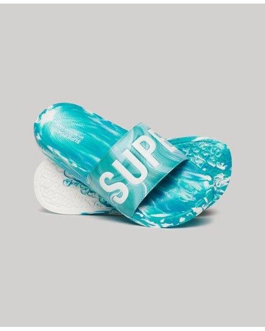 Sandales de piscine véganes marbrées Superdry en coloris Blue