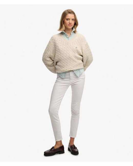 Superdry Natural & Co Oversized V Neck Cable Jumper
