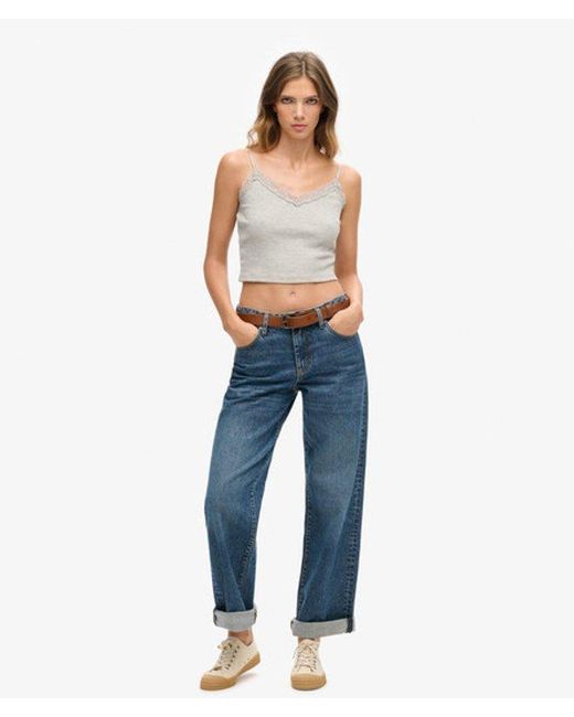 Superdry Blue & Co Rib Lace Trim Cami Top