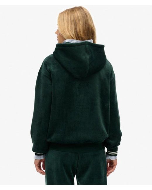 Superdry Green & Co Country Club Velour Relaxed Hoodie