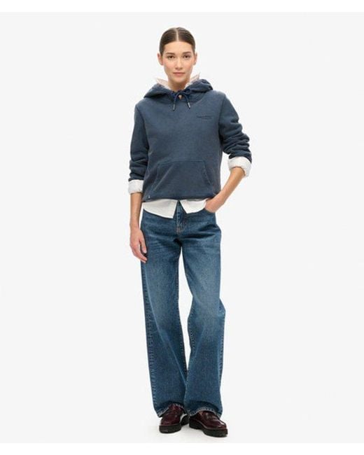 Sweat à capuche à logo essential half brushed Superdry en coloris Blue