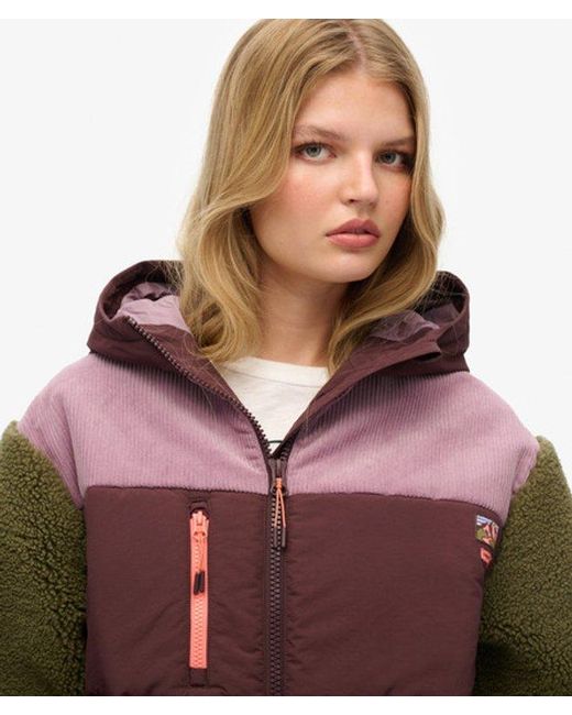 Superdry Red & Co Ladies Classic Colourblock Hooded Fleece Jacket