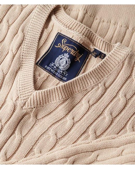 Superdry Natural & Co Ladies Lightweight Cable Knit Oversized V Neck Jumper