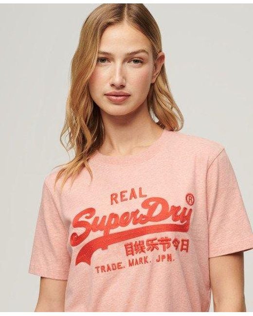 Superdry Pink Embroidered Vintage Logo T-shirt