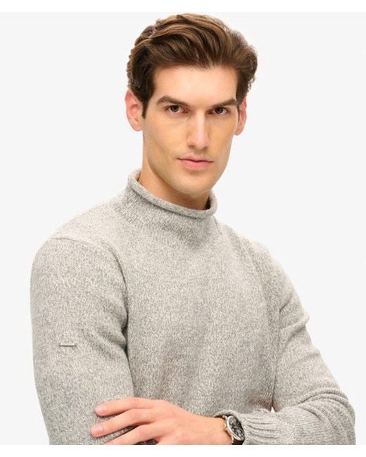 Superdry Gray 90S Roll Neck Jumper for men