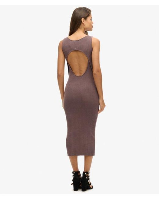 Superdry Brown & Co Rayon Backless Knitted Midi Dress