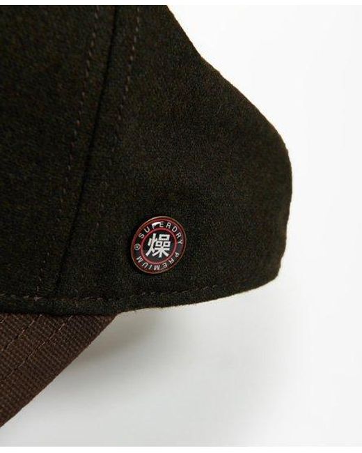 Superdry Black Micro Monogram Baseball Cap Forest Felt for men