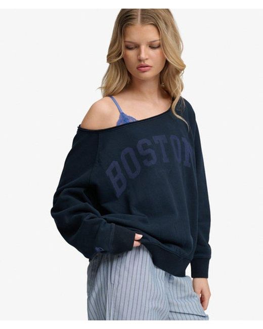 Superdry Blue & Co Athletic Essentials Bardot Crew Sweatshirt