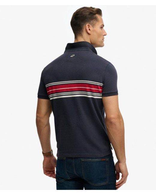 Superdry Blue & Co Vintage Stripe Jersey Polo Shirt for men