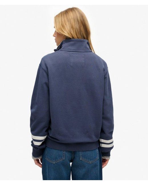Superdry Blue Athletic Essentials Applique Half Zip Sweatshirt