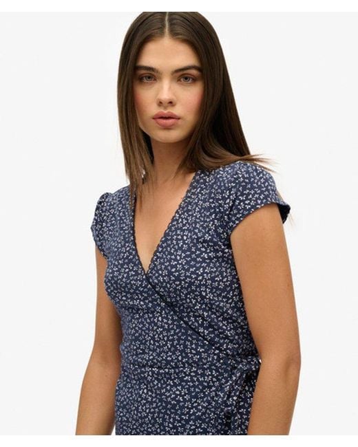 Superdry Blue Athletic Essentials Wrap Dress