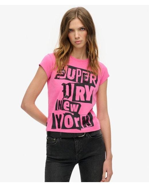 Superdry Red & Co Embellished Punk Cap Sleeve T-shirt