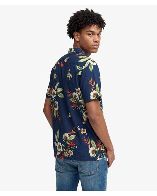 Superdry Blue & Co Hawaiian Print Short Sleeve Shirt for men