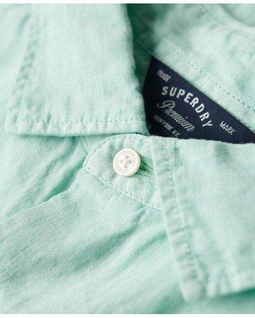 Superdry Green Slim Fit Studios Casual Linen Shirt for men