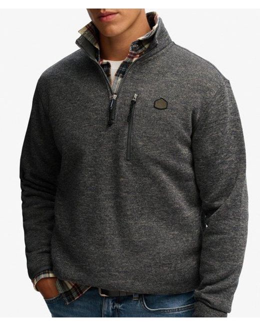 Superdry Gray Storm Fleece Half Zip Jumper for men