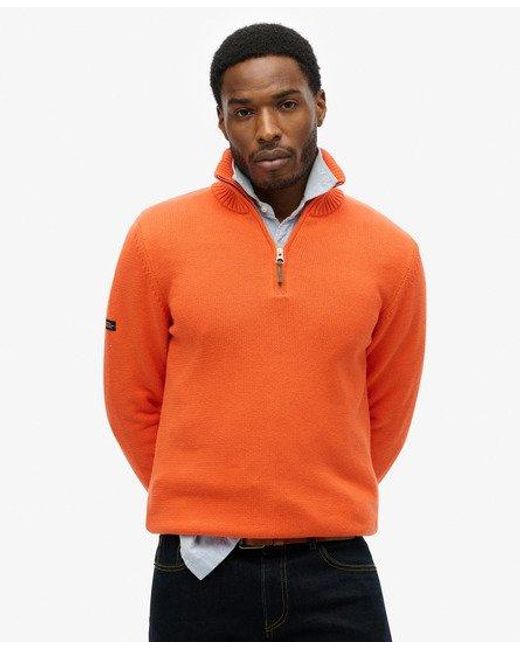 Superdry Orange Cotton Classics Half-zip Knitted Jumper for men