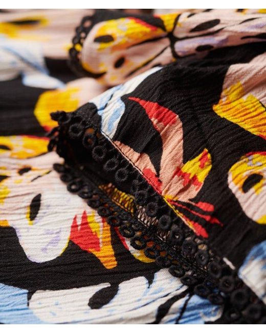 Superdry Beach Playsuit Met Korte Mouwen in het Black