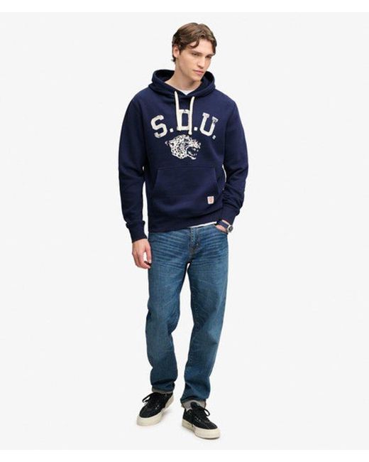 Superdry Blue & Co Athletic Essentials Hoodie for men