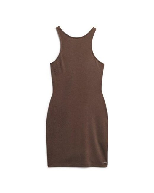Superdry Brown Modal Jersey Cross Back Mini Dress