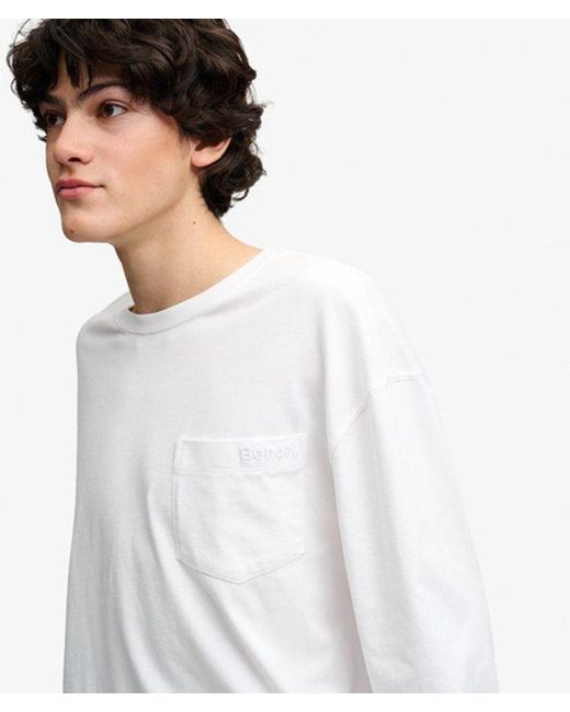 Superdry White Bench X & Co Bench Boxy Long Sleeve Pocket Top for men