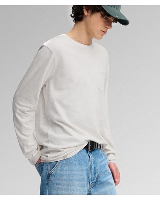 Superdry White & Co Cotton Linen Long Sleeve Pocket Top for men