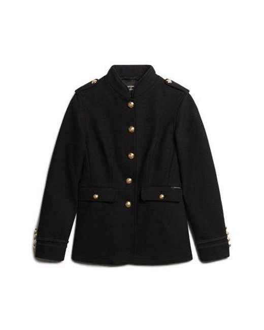 Superdry Black Short Military Wool Coat