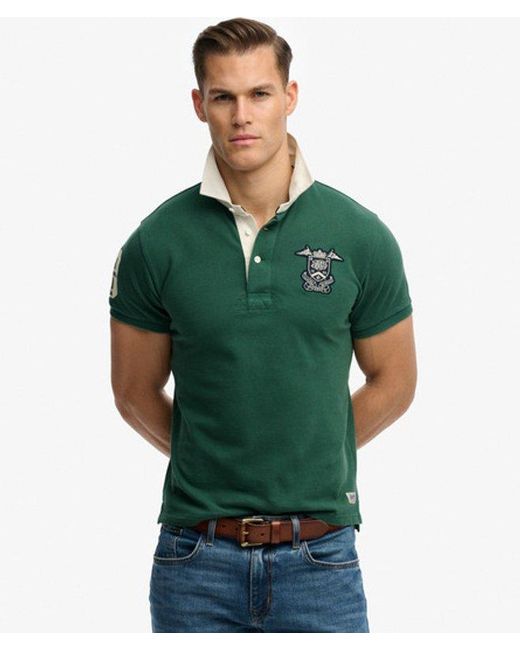 Superdry Green Vintage Pique Rugby Polo Shirt for men