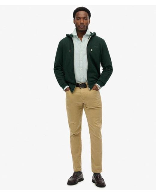 Superdry Green Essential Logo Half Brushed Zip Hoodie for men