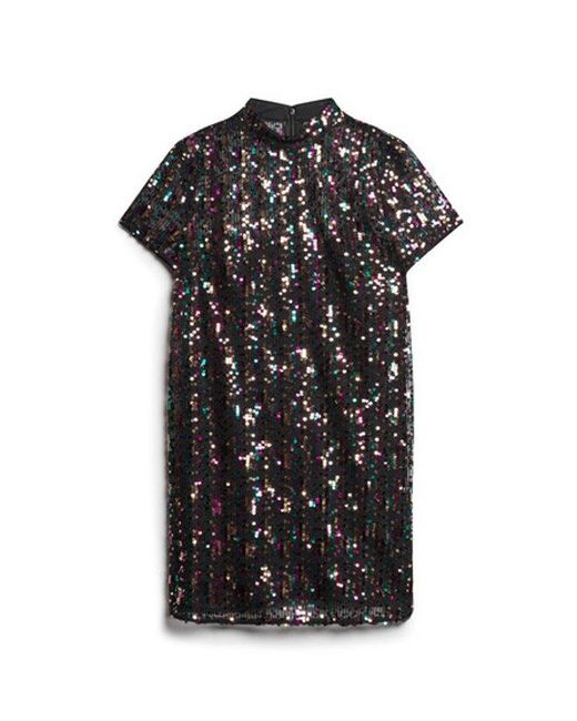 Superdry Black & Co Classic Sequin High Neck T-shirt Dress