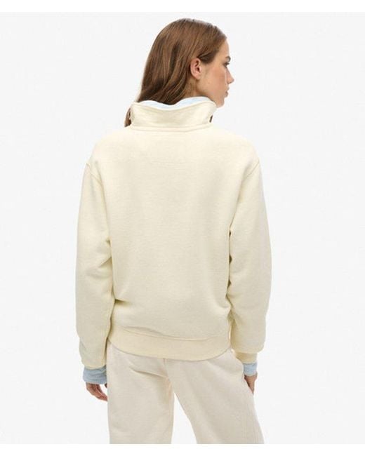 Superdry White Athletic Essentials Collared Half Zip Sweatshirt