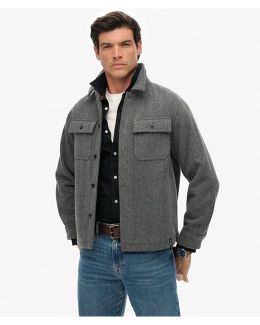 Superdry Gray & Co The Merchant Store - Herringbone Overshirt for men