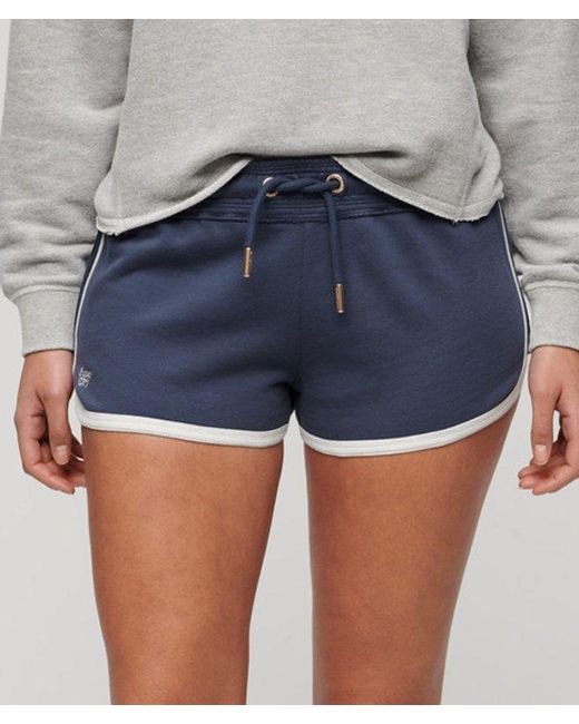 Superdry Blue & Co Ladies Striped Athletic Essential Logo Racer Shorts