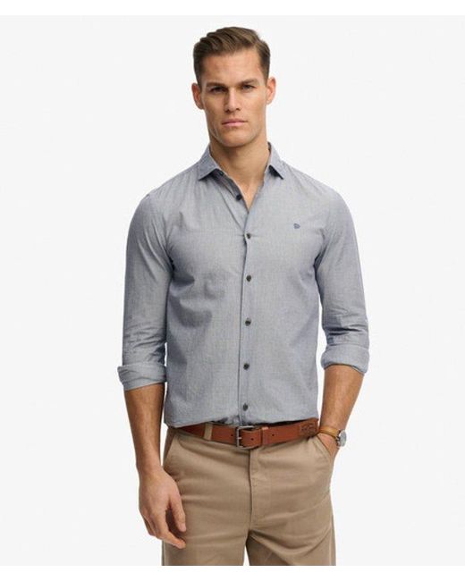 Superdry Gray & Co Cut Away Poplin Long Sleeve Shirt for men