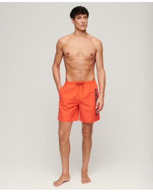 Superdry Orange Sport Graphic 17-inch Recycled Swim Shorts for men