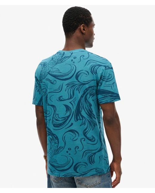 Superdry Blue & Co Vintage Overdye Printed T-shirt for men