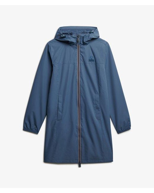 Superdry Blue Longline Tri Windbreaker Jacket