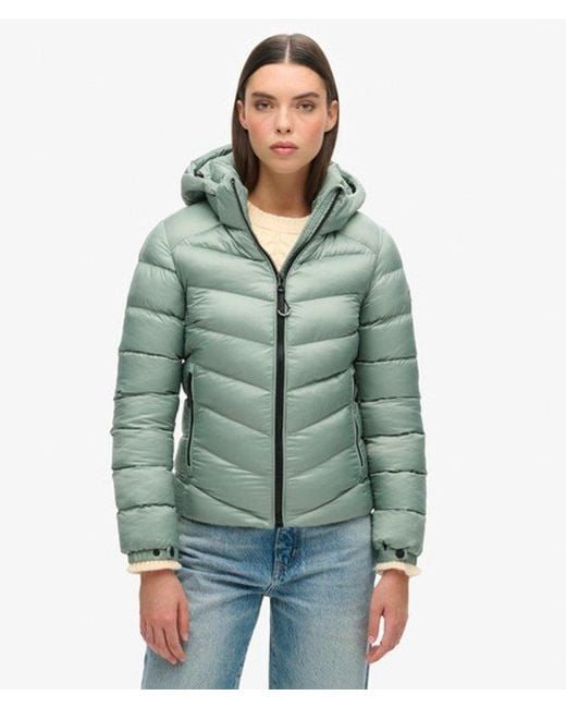 Superdry Green & Co Slim Fit Quilted Hooded Fuji Light Padded Jacket