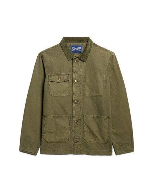 Superdry Green Merchant Store Cotton Work Jacket for men