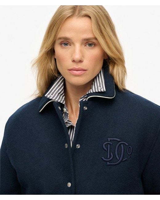 Superdry Blue Country Club Wool Bomber Jacket