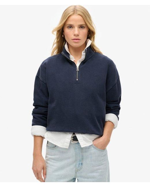 Superdry Blue Essential Half Zip Sweatshirt