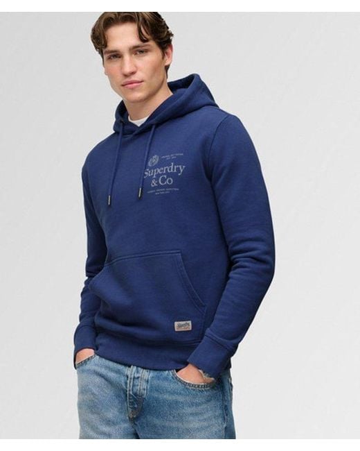 Superdry Blue & Co 1954 Company Relaxed Hoodie for men