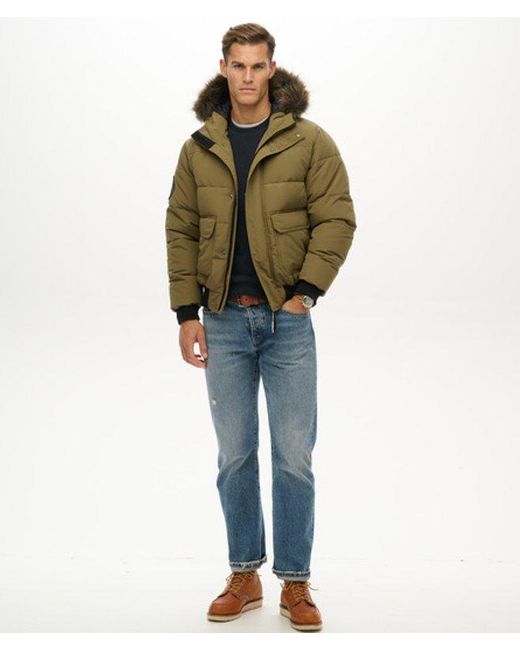 Superdry Green & Co Everest Hooded Puffer Bomber Jacket for men
