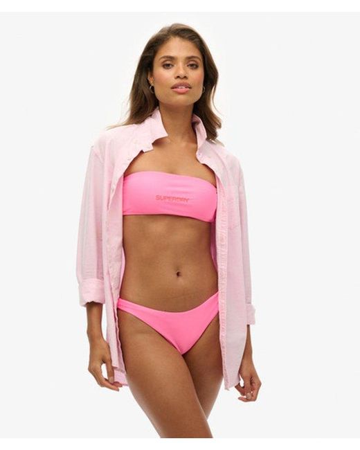 Superdry Pink & Co Logo Bandeau Bikini Top