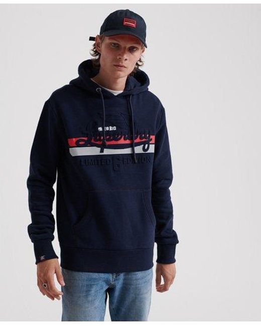 Superdry Blue Embossed Classic Hoodie Rich for men