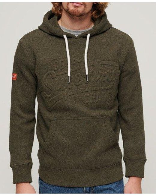 Superdry Green Embossed Archive Graphic Hoodie for men